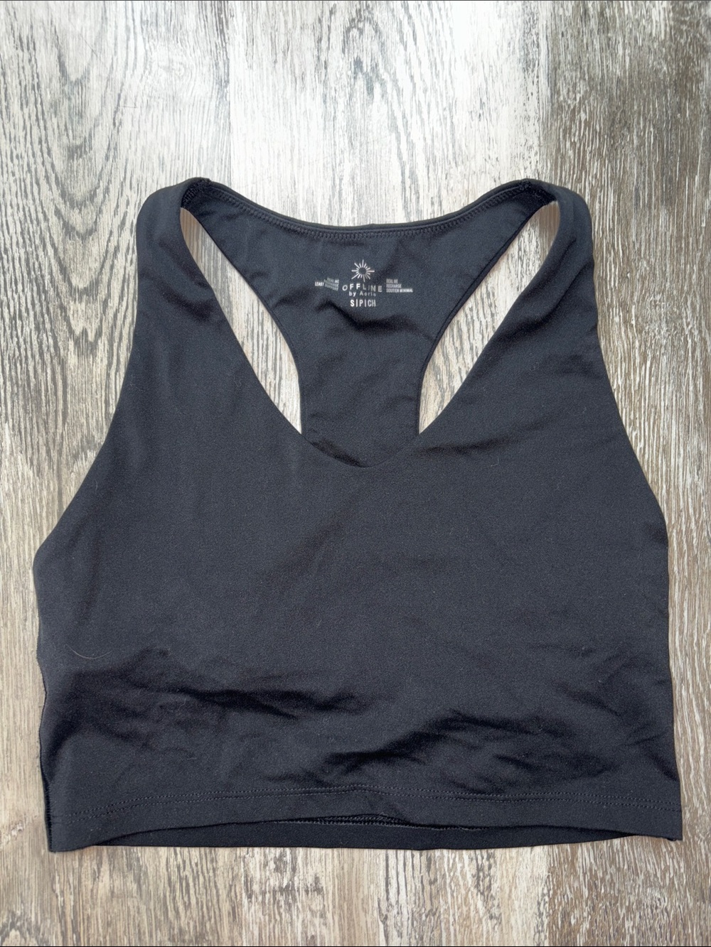 aerie Black Racerback Crop Sports Bra